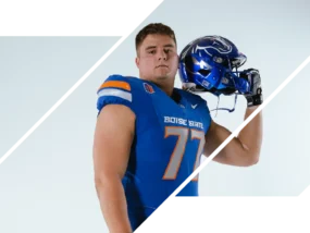 Kage Casey, the left tackle for Boise State Broncos.