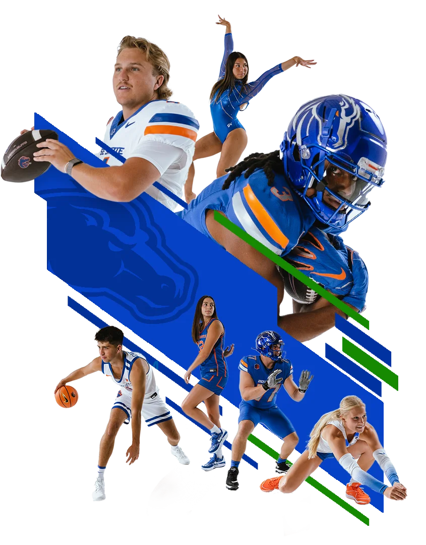 A creative graphic image featuring Boise State student-athletes.