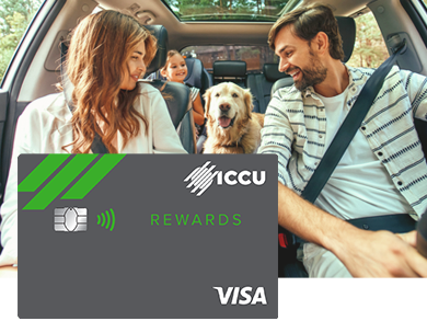 A family on a drive with an ICCU credit card