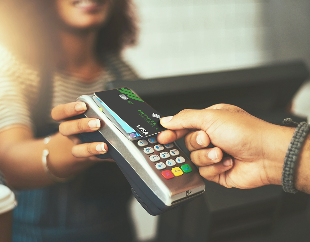 Purchasing something with a credit card